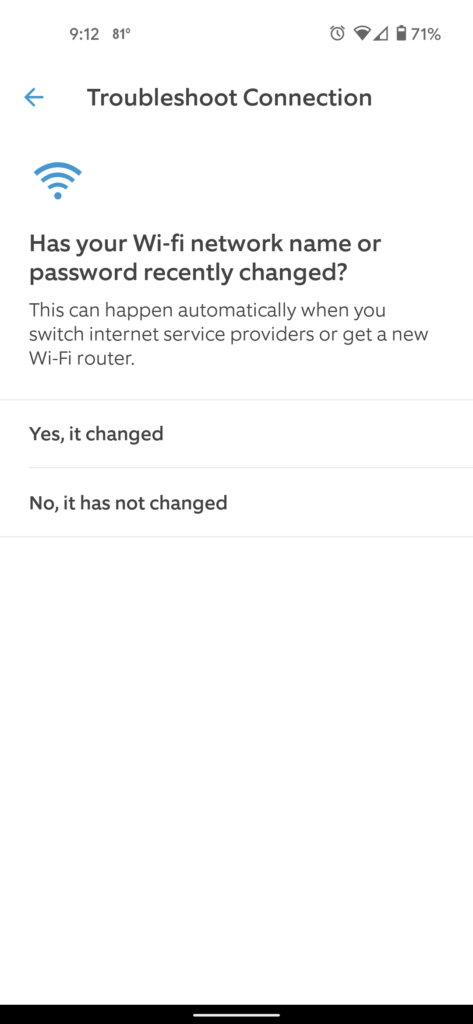 ring app troubleshoot connection